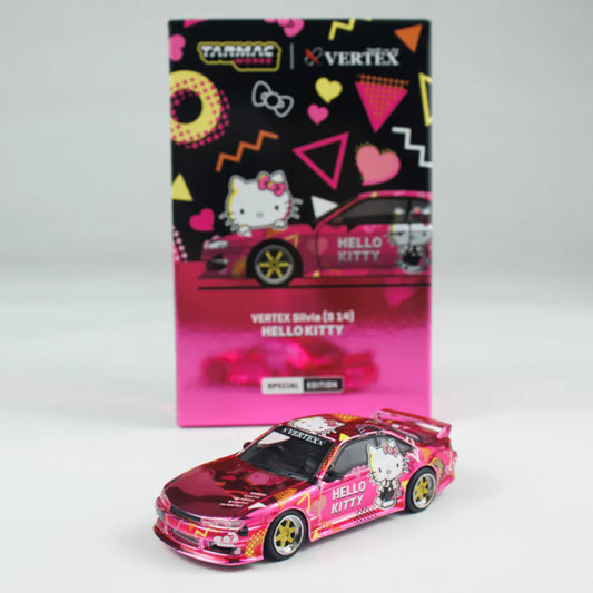 Tarmac Works 1:64 VERTEX Silvia (S 14), Hello Kitty, Pink Chrome