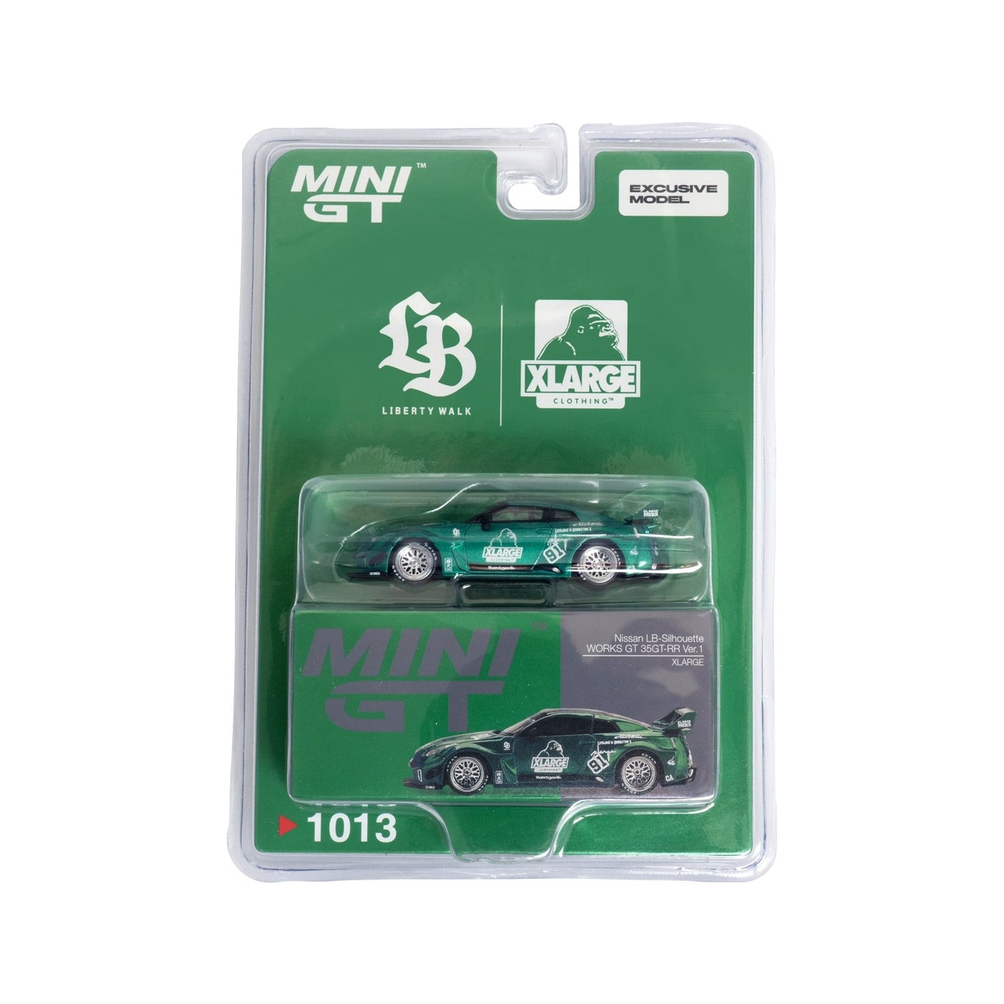MINI GT x LBWK x X-LARGE Nissan LB-Silhouette 35GT-RR Green Japan Exclusive